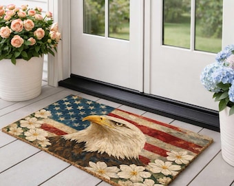 Wycieraczka z okazji 250 lat wolności, patriotyczna wycieraczka kokosowa z okazji amerykańskich urodzin, wycieraczka z orłem z lat 1776–2026 w USA, patriotyczna dekoracja na 4 lipca