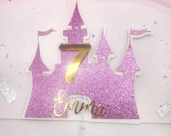 Personalized purple Princess Castle Cake Topper