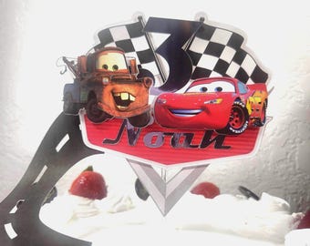 Personalized Lightning McQueen Cars Party Decor Cake Topper
