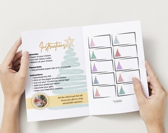 Christmas Name Tag of Line Trees!