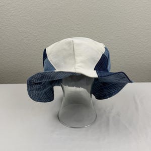 Reversible Denim Bucket Hat | Patchwork Blue Jean Hat | Plaid Lined Upcycled Hat