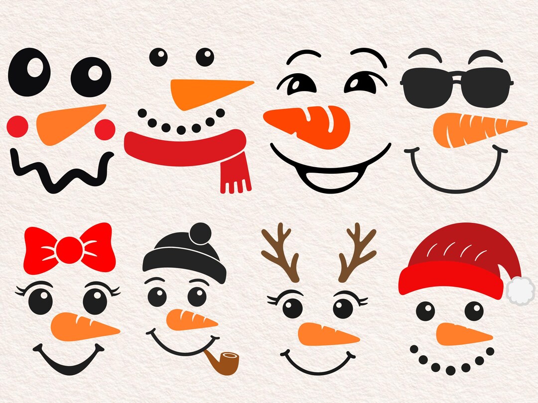 Snowman Face SVG Bundle, Winter Svg, Christmas Snowman Svg, Snowman Png ...