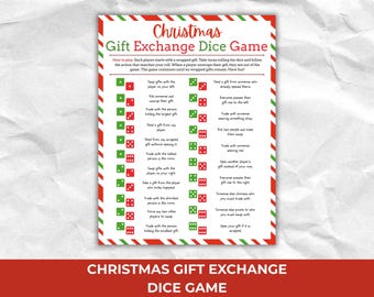 Christmas Gift Exchange Dice Game, Gift Swap Game, Christmas Party Game, Pass the Present, White Elephant Game, Instant Download