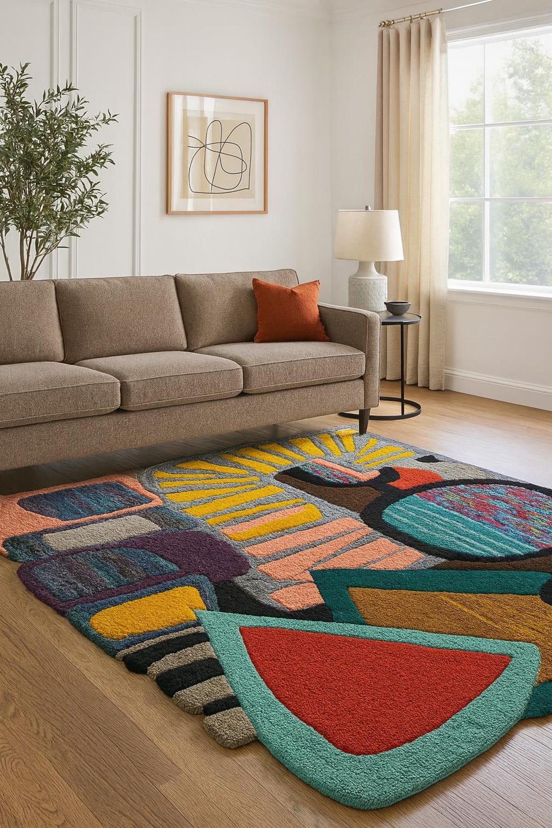 Abstract Tufted Rug – Colorful Irregular Shape Art Rug - Etsy