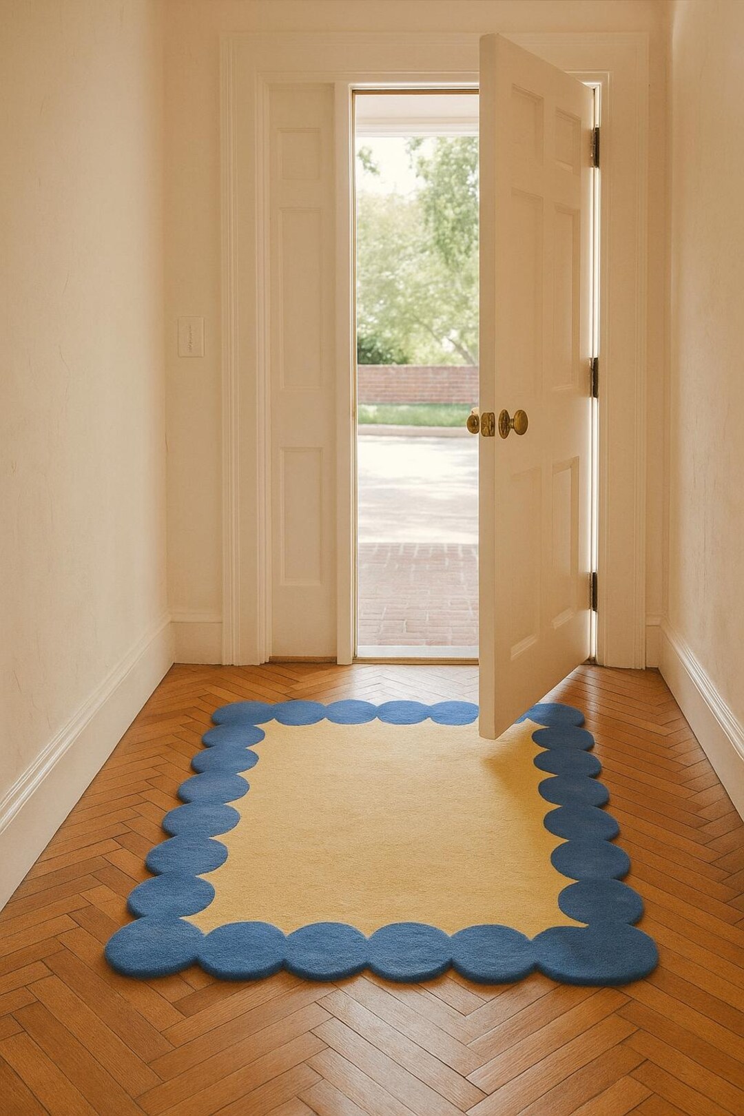 Borderd Rugs Scalloped Border Rug – Modern Colorful Handmade Carpet - Etsy
