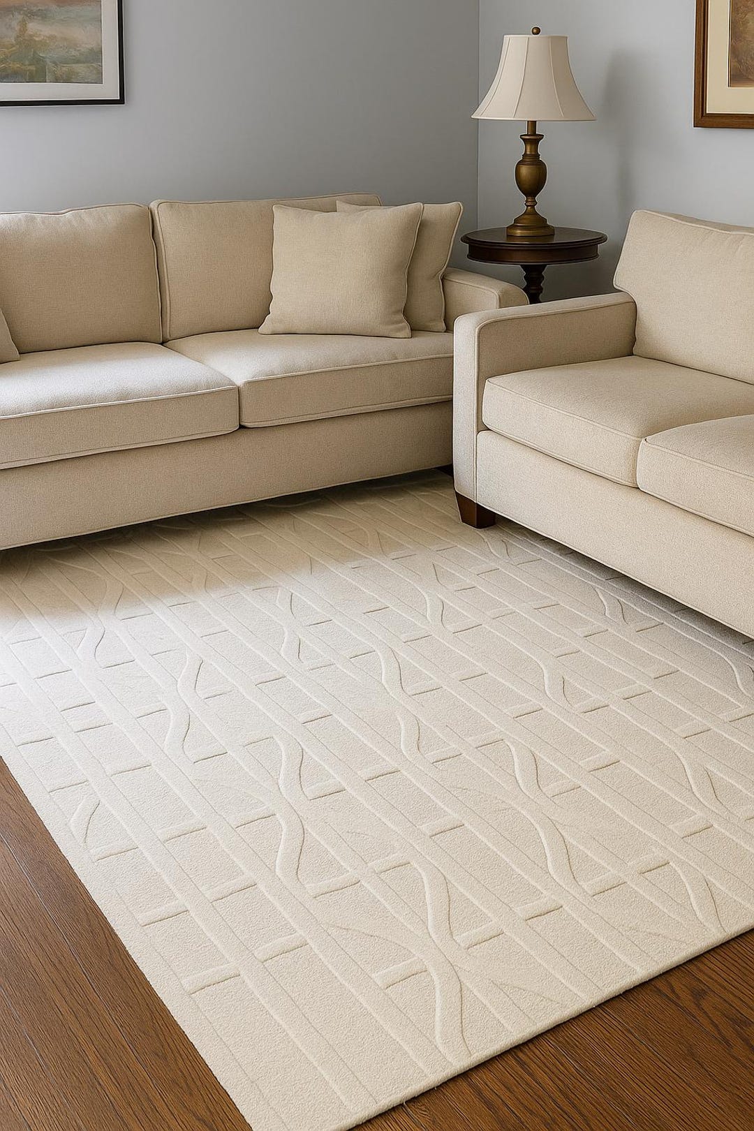 Modern Ivory Textured Area Rug – Minimalist Geometric Cream Carpet - Etsy