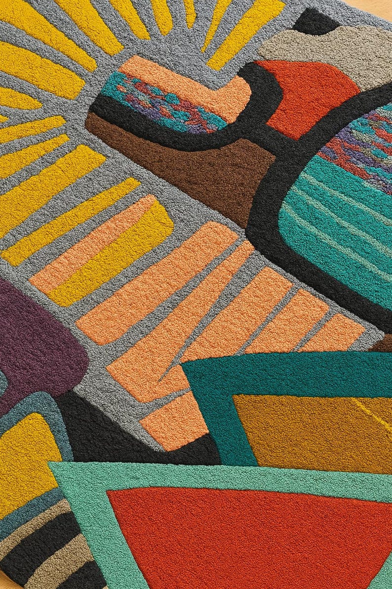 Plastic Abstract Rug Abstract Tufted Rug – Colorful Irregular Shape Art Rug - Etsy