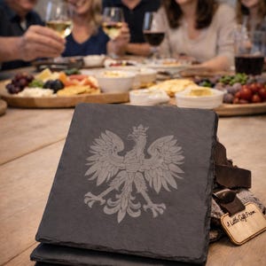 Polish Eagle Slate Coasters.  Set of 4