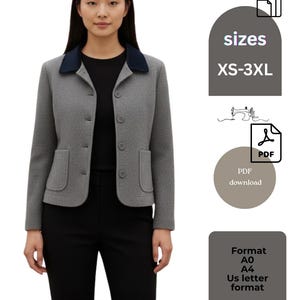 Kurzjacke Schnittmuster Damen | abgeschnittene Jacke PDF Schnittmuster | XS-3XL