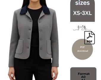 Kurzjacke Schnittmuster Damen | abgeschnittene Jacke PDF Schnittmuster | XS-3XL