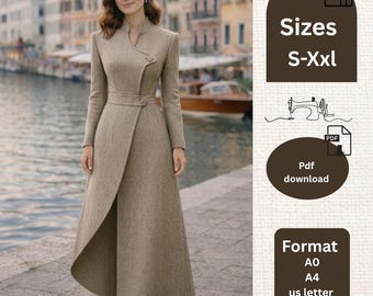 Asymmetrisches Top Schnittmuster, Long Blazer Kleid Schnittmuster, Partykleid PDF