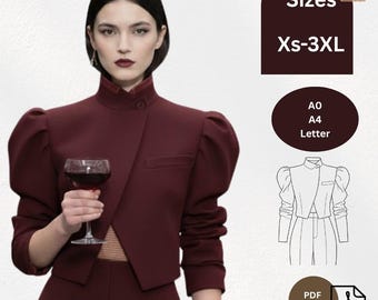Schnittmuster für einen Blazer mit Puffärmeln (PDF-Schnittmuster)