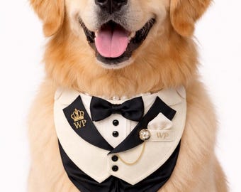 Hunde Smoking Bandana Schnittmuster, ausgefallenes Hundehalsband Schnittmuster, Hunde Hochzeit Outfit Schnittmuster