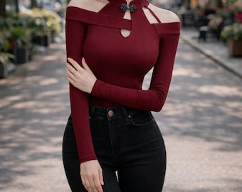 Stehkragen top Schnittmuster, moderne Bluse Schnittmuster, lange Ärmel top pdf XS-3XL,