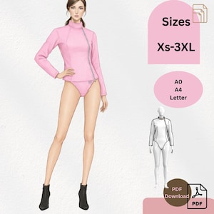 Fencing Jacket Sewing Pattern PDF | Women Protective Jacket Pattern | High Collar Asymmetrical Zip Jacket | XS–3XL Printable Pattern