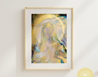 Golden Mother Mary Art Print | Abstract Divine Feminine (Digital Download)