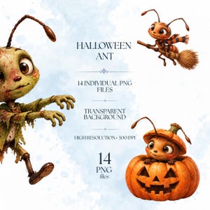 Halloween-myra PNG Clipart, läskig myrainsektsillustration, söt Halloween-bugg, transparent bakgrund, digital nedladdning