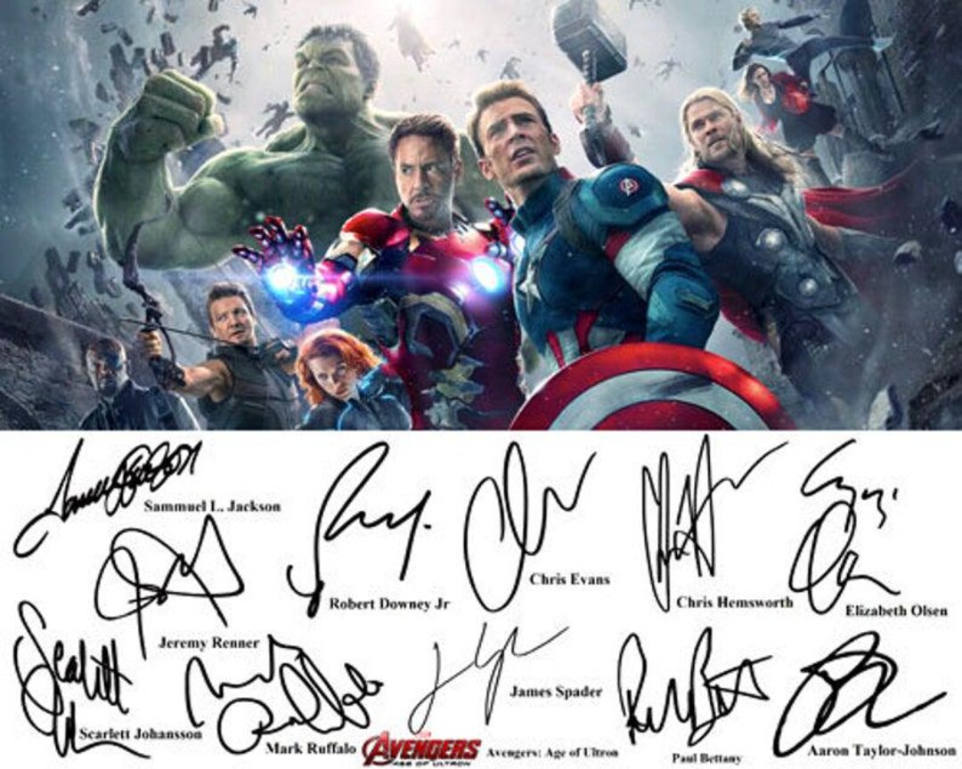 Avengers Age of Ultron Signed Poster, Cast Autograph Wall Art ...