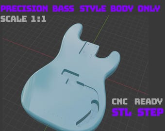 Precision Bass Style Body 1:1 Scale | STL + STEP | CNC Bass Guitar Body File