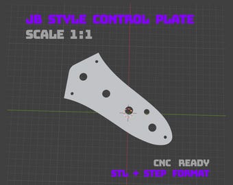 Jazz Bass Control Plate STL STEP File | CNC & 3D Print (Digital Download)