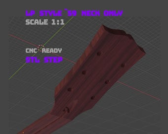 LP 1959 Style Guitar Neck – 1:1 Scale | stl & step | CNC / 3D Print