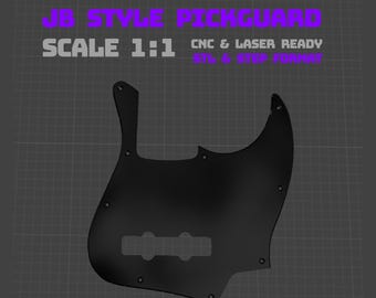 JB Style Bass Pickguard STL + STEP | Cnc, Laser Cut | 1:1 Digital File