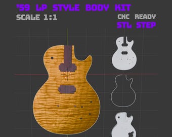 LP Style ’59 Body Kit – 1:1 Scale | Body, Top, Binding | stl + step cnc files