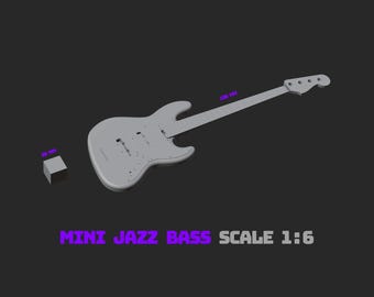 Mini J-Bass Guitar STL for 3D Printing | 1:6 Scale