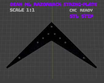 Dean ML Razorback Style String Plate – 1:1 Scale | STL + STEP | cnc Guitar Hardware File