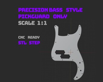Precision Bass Style Pickguard Only – 1:1 Scale | STL + STEP | CNC Files