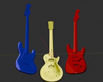 Mini Guitar STL Bundle for 3D Printing | Strat Style, LP Style, Jazz Bass