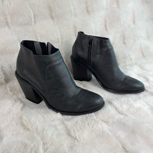 Free People Farylrobin Black Leather Ankle Boots Bootie Women Size 8 image 1