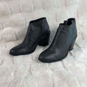Free People Farylrobin Black Leather Ankle Boots Bootie Women Size 8 image 2