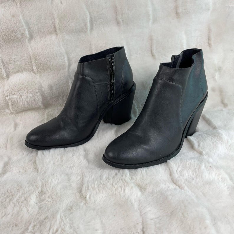 Free People Farylrobin Black Leather Ankle Boots Bootie Women Size 8 image 2