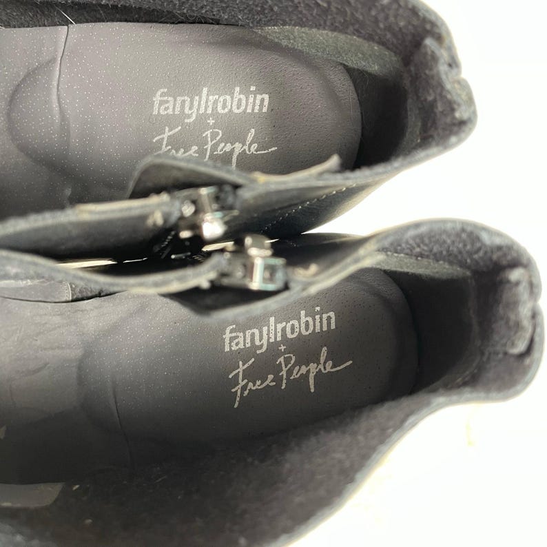 Free People Farylrobin Black Leather Ankle Boots Bootie Women Size 8 image 8