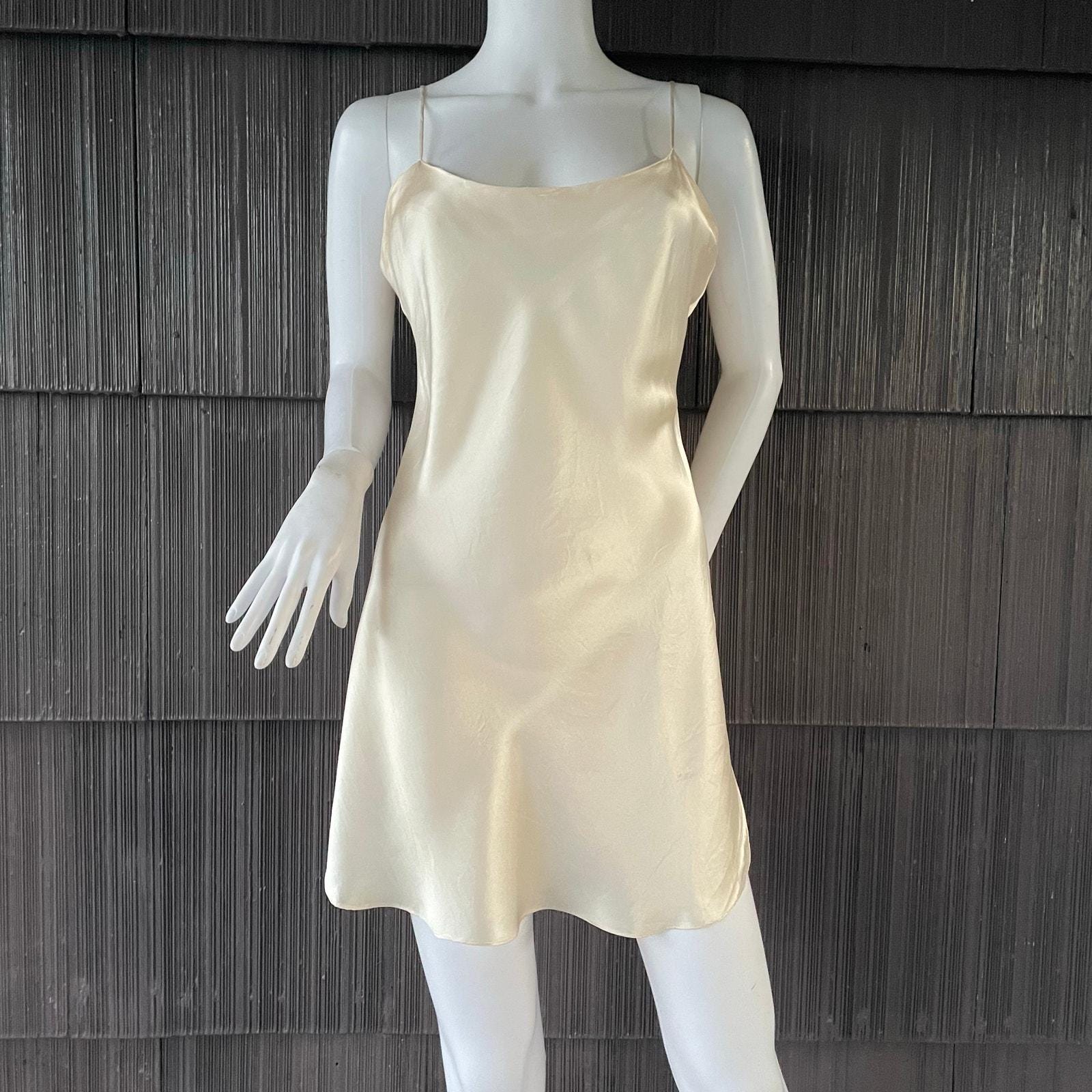 white christmas dresses 1940's Off White Slip Dress with Cream Lace – Eveliina Vintage main image 0