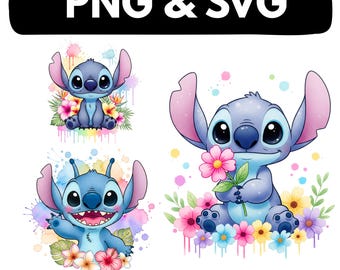 Stitch svg & png Bundle | 10 designs, 20 files | high resolution sublimation and t-Shirt cut files | instant download