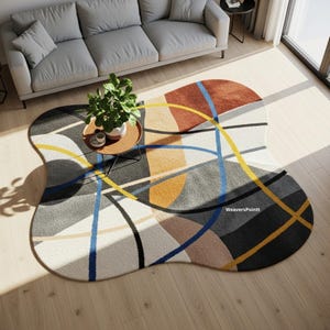 Abstrakt geometrisk ullmatta | Modern skulpterad ytmatta