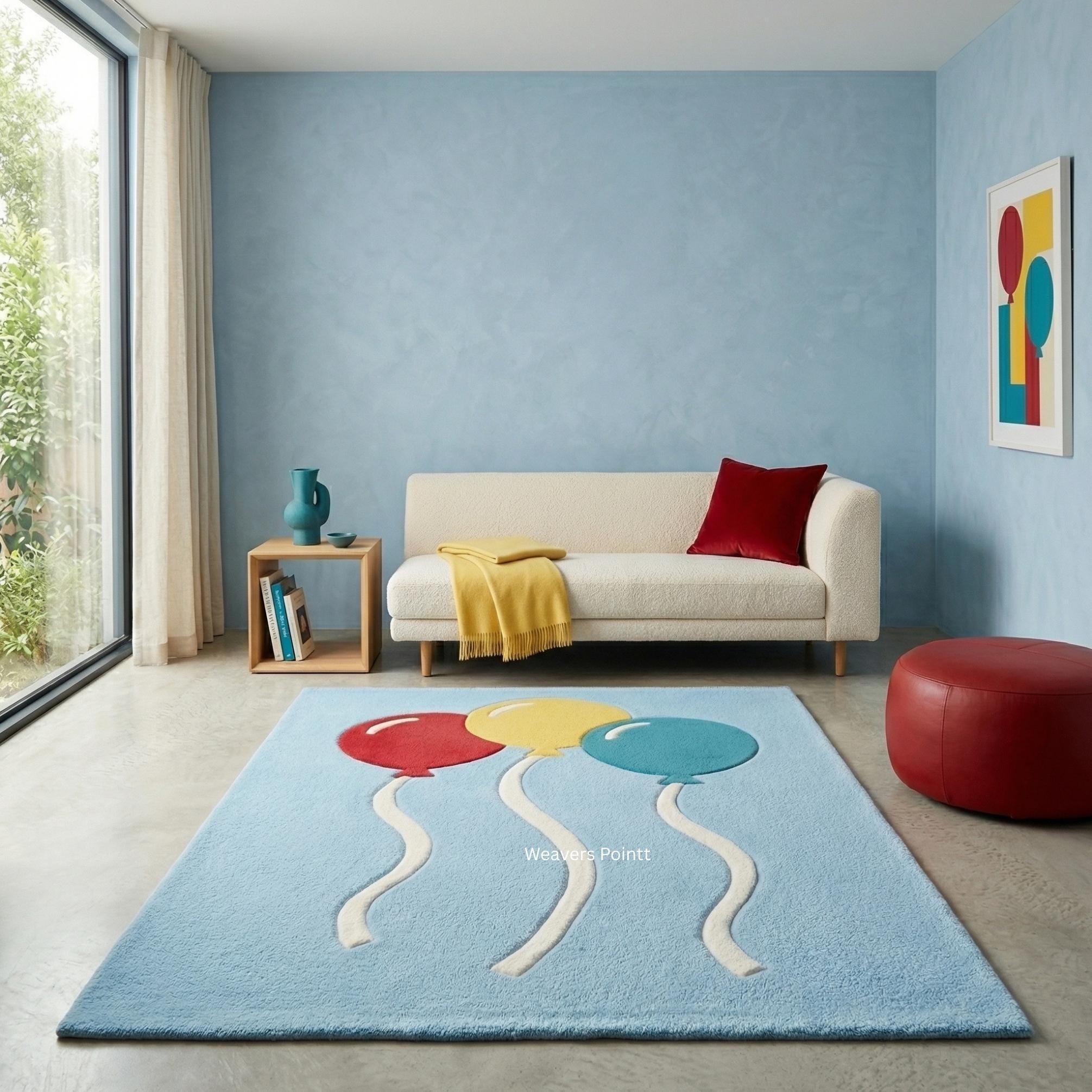 Balloon Kids Rug Hand Tufted Wool Nursery Rug Colorful Playroom Carpet ...