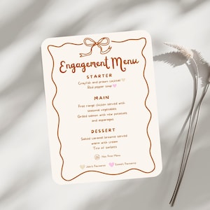Personalized Engagement Menu Template | Custom Wedding Decor (PDF)