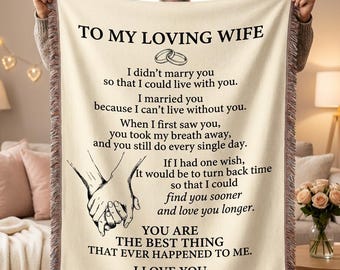 Manta para mi esposa de parte de mi esposo: regalo romántico personalizado para esposa, aniversario, San Valentín, boda, manta acogedora