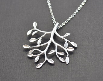 Leaf necklace,Branch necklace,Pendants necklace,Tree necklace,Family necklace,,Mother's Day Gift,Silver necklace,tmj00023Mother Gift,