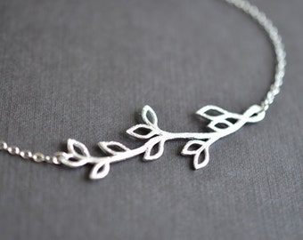 Multi leaves, silver necklace, Leaf necklace, Wedding necklace, Bridal necklace, Gift for her, Vintage, Christmas gift,Personalized