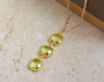 Peridot necklace, Gold necklace, Goldfilled necklace, Wedding necklace,Bridal jewelry,Bridesmaid gift,Green jewelry,Dainty necklace