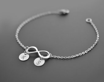 Personalized bracelet, Initial bracelet, Infinity bracelet, Charm bracelet, Silver Bracelet, Wedding bracelet, Sterling silverMother Gift,