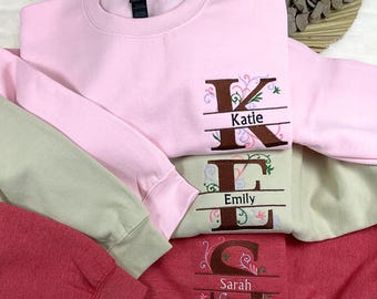 Custom Embroidered Name Sweatshirt, Couple Shirt, Anniversary Gift, Couple's Shirt, Custom Initial Sweatshirt, Custom Embroidered Hoodie