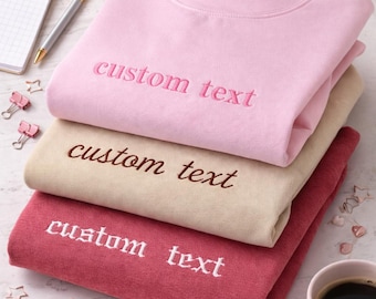 Custom Embroidered Sweatshirt, Personalized Crewneck, Minimalist Name Apparel