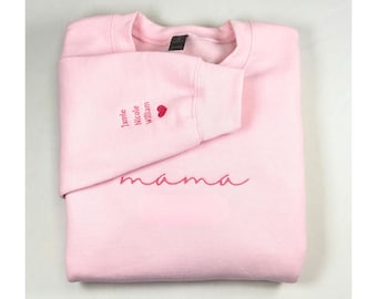 Custom Embroidered Mama Sweatshirt with Kids Names, Personalized Gift