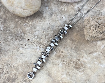 Industrial stainless steel necklace, unisex urban jewelry