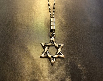 Artistic brass Star of David unisex necklace